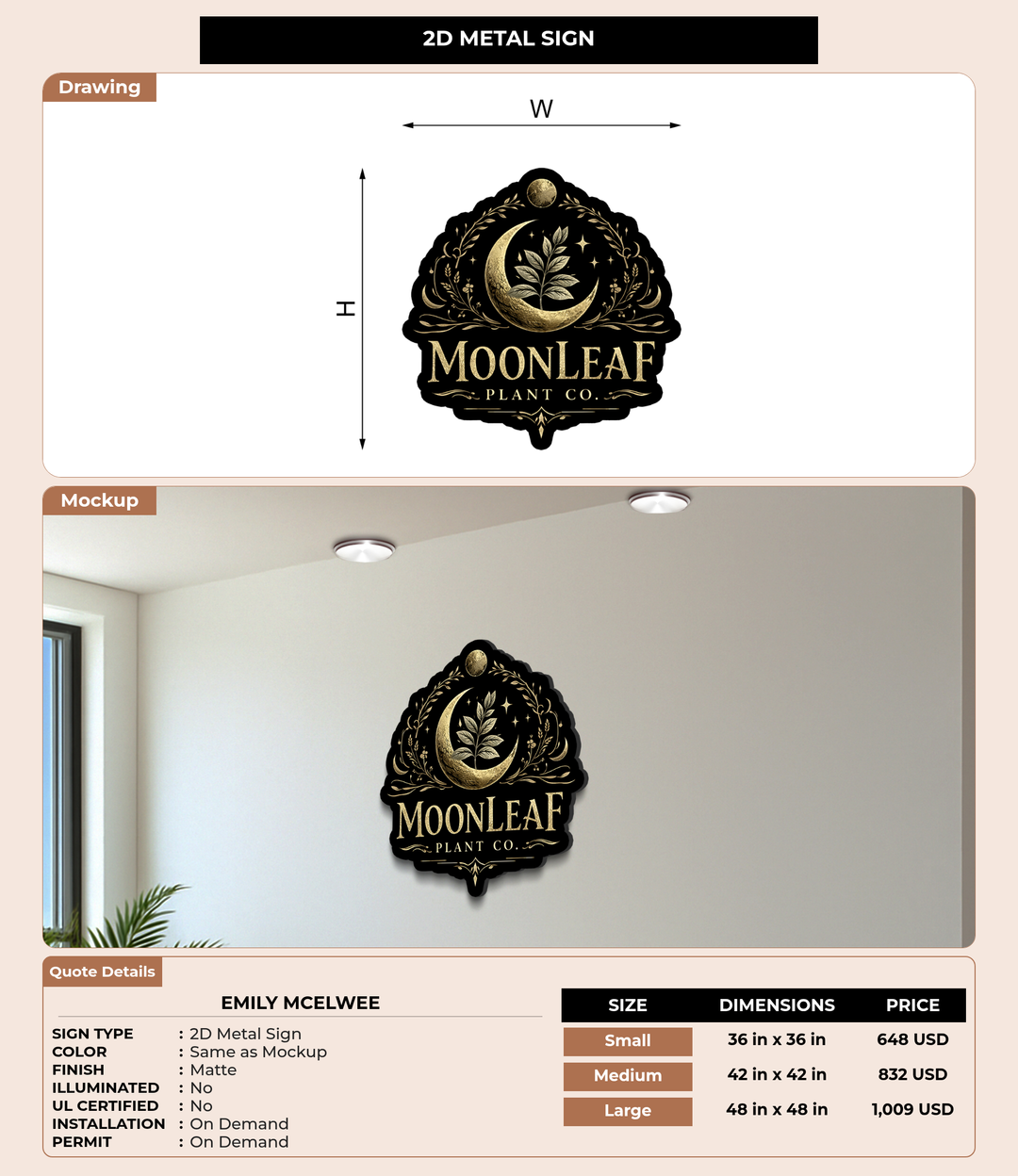 CUSTOM MOCKUP SIGN FOR Emily Mcelwee
