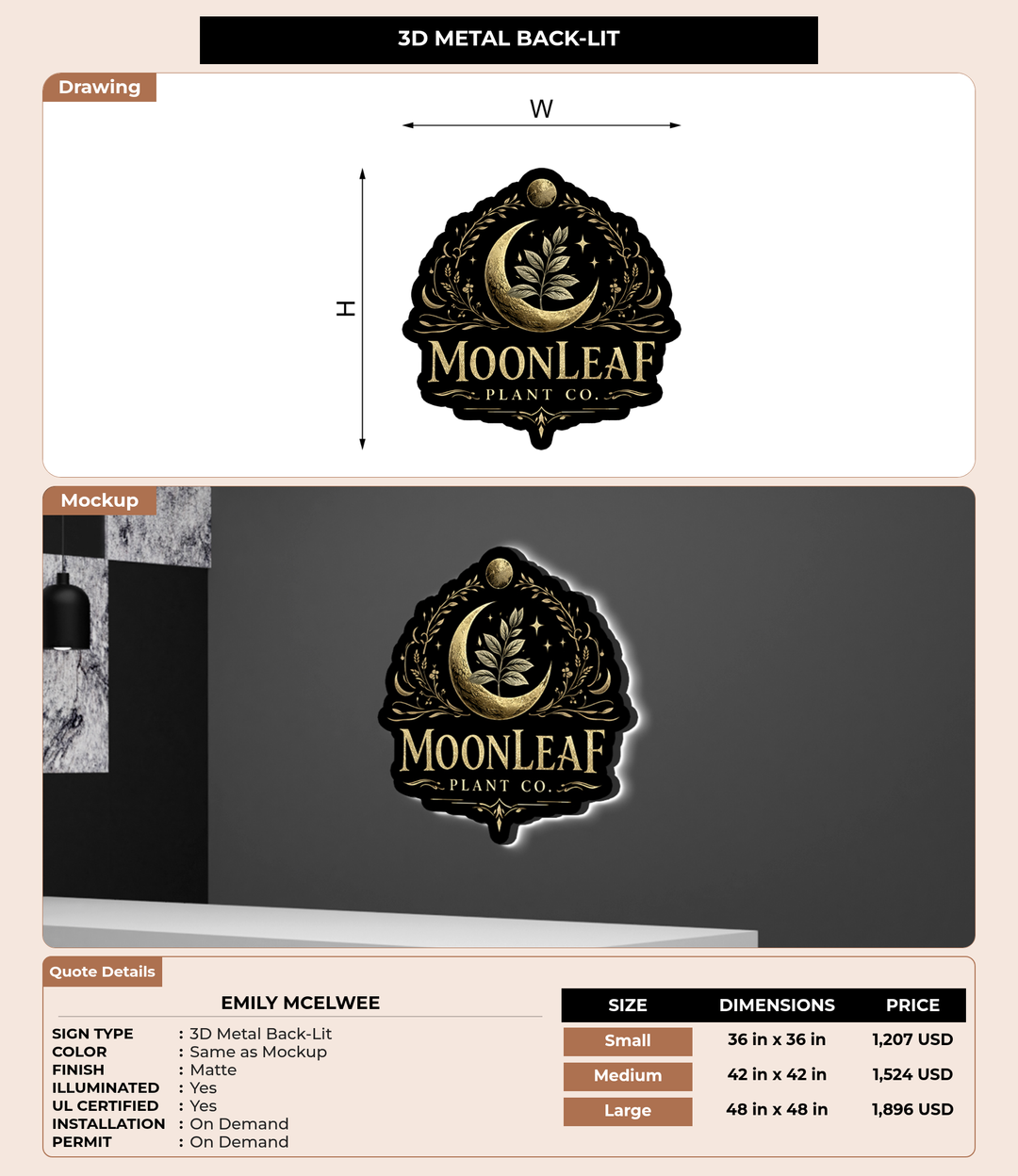 CUSTOM MOCKUP SIGN FOR Emily Mcelwee