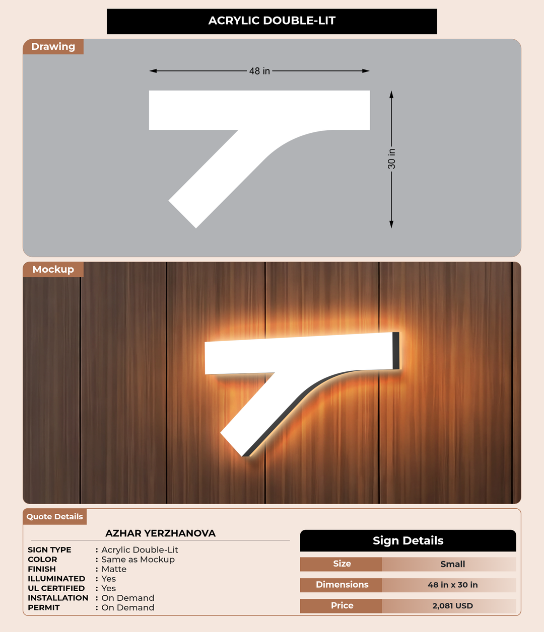 CUSTOM MOCKUP SIGN FOR Azhar Yerzhanova