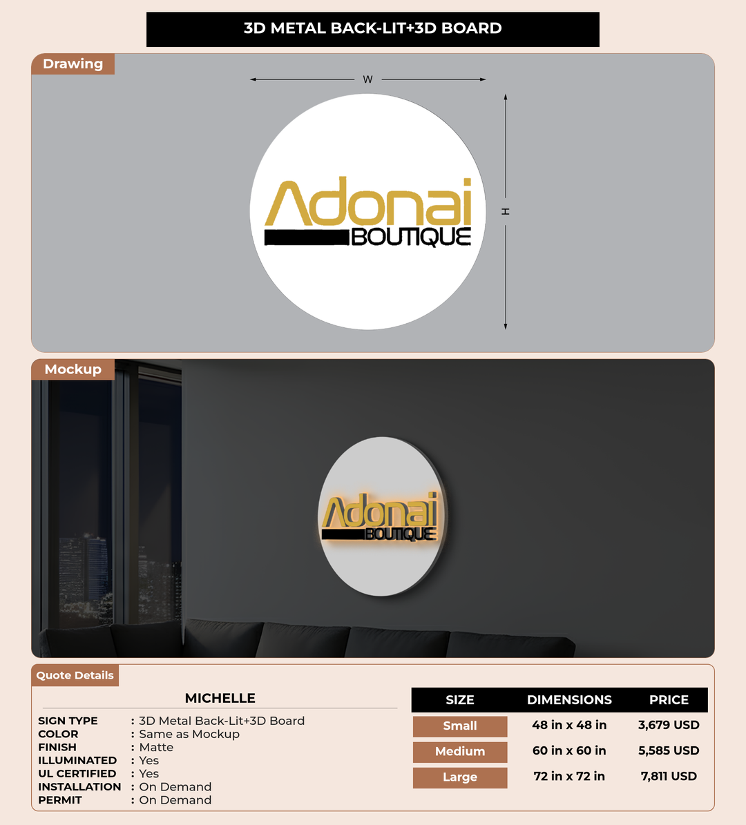 CUSTOM MOCKUP SIGN FOR Michelle