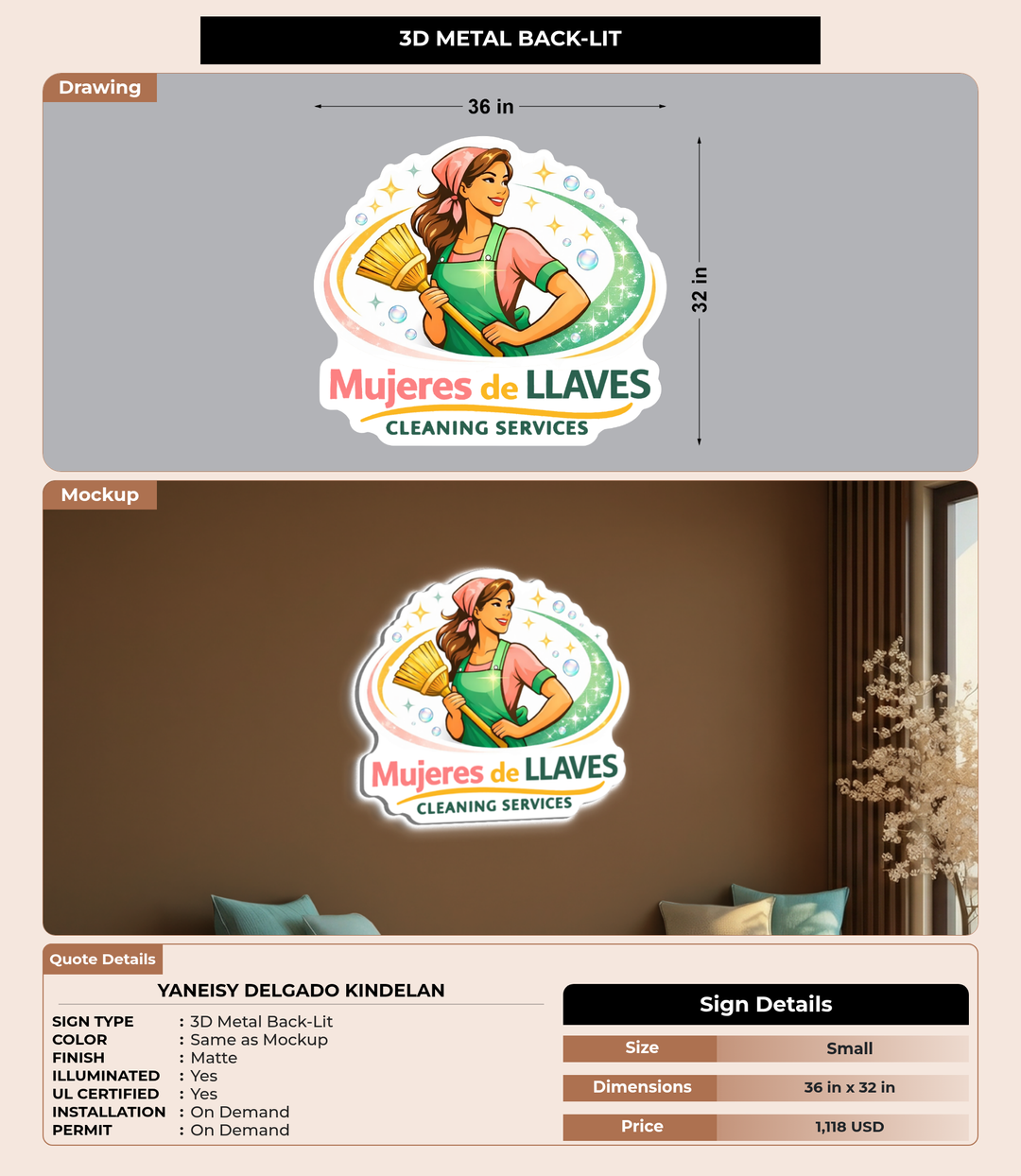 CUSTOM MOCKUP SIGN FOR Yaneisy Delgado Kindelan