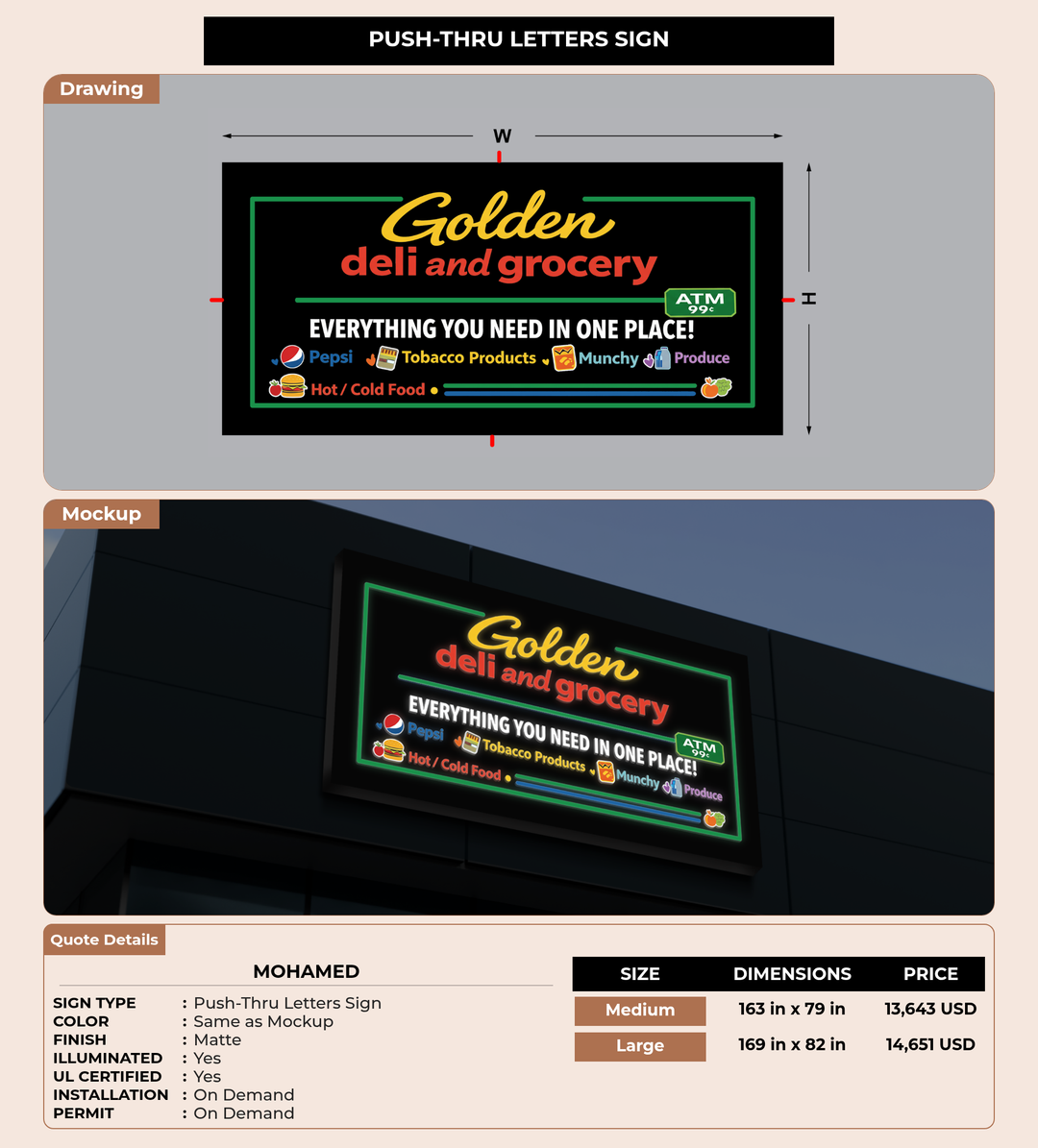 CUSTOM MOCKUP SIGN FOR Mohamed