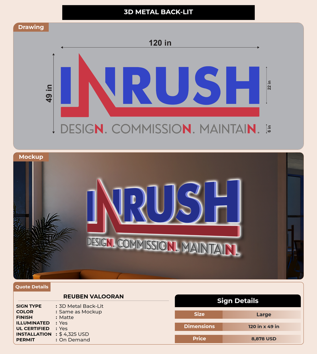 CUSTOM MOCKUP SIGN FOR REUBEN VALOORAN