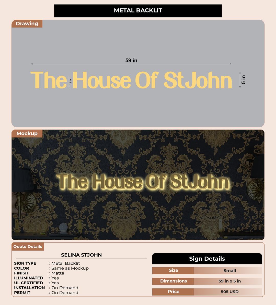 CUSTOM MOCKUP SIGN FOR Selina StJohn