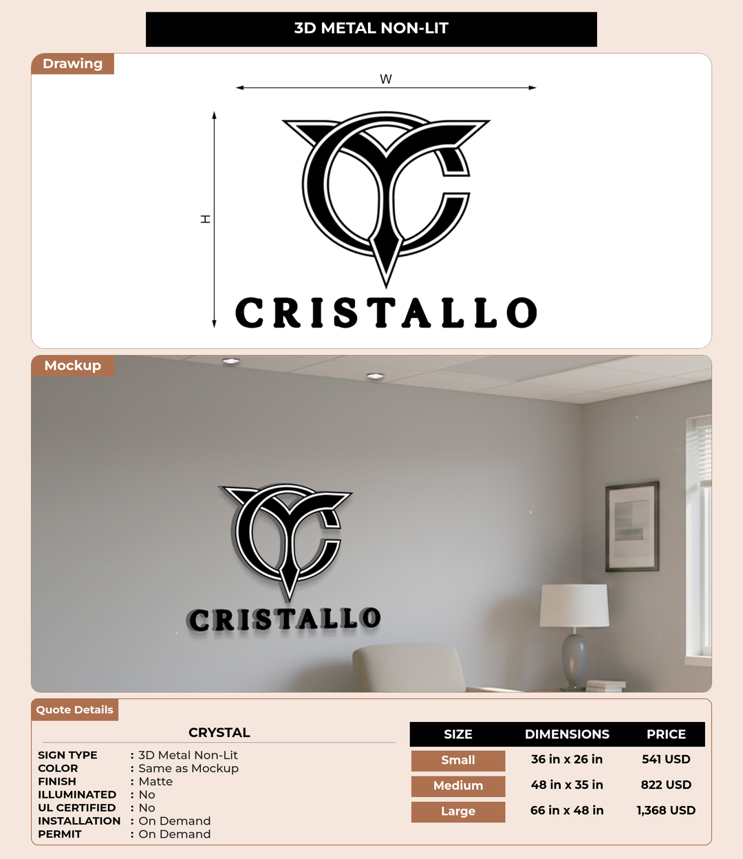 CUSTOM MOCKUP SIGN FOR Crystal