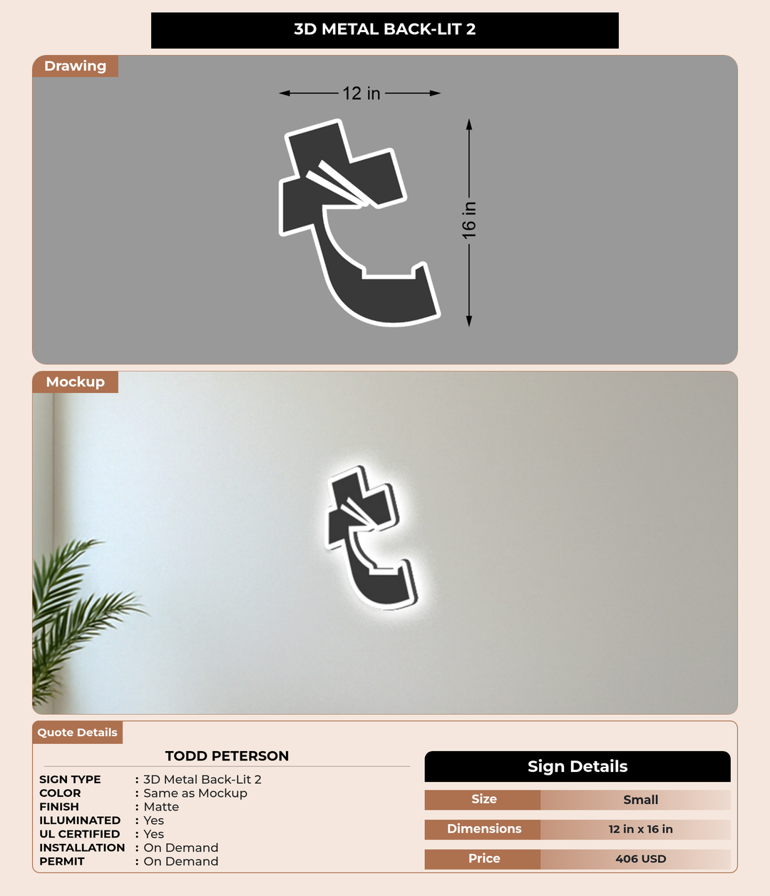 CUSTOM MOCKUP SIGN FOR Todd Peterson