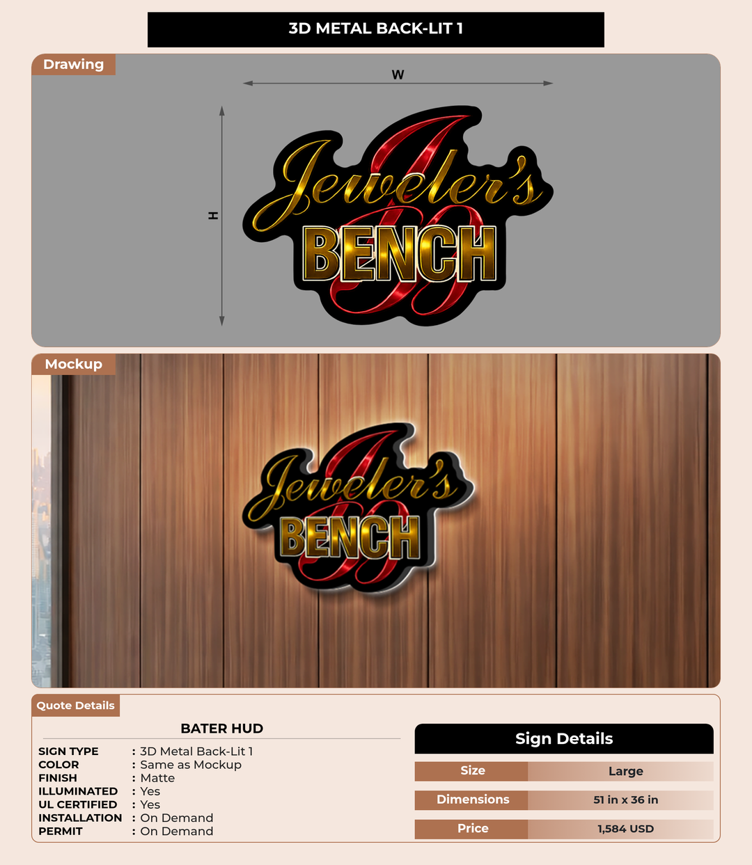 CUSTOM MOCKUP SIGN FOR Bater Hud