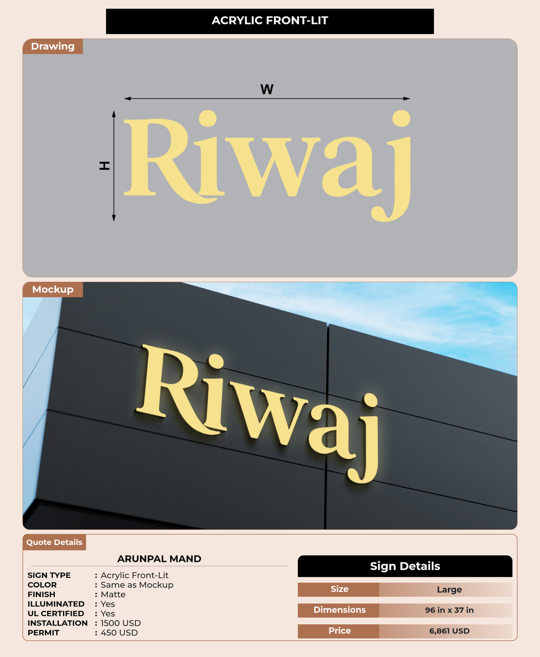 CUSTOM MOCKUP SIGN FOR Arunpal Mand