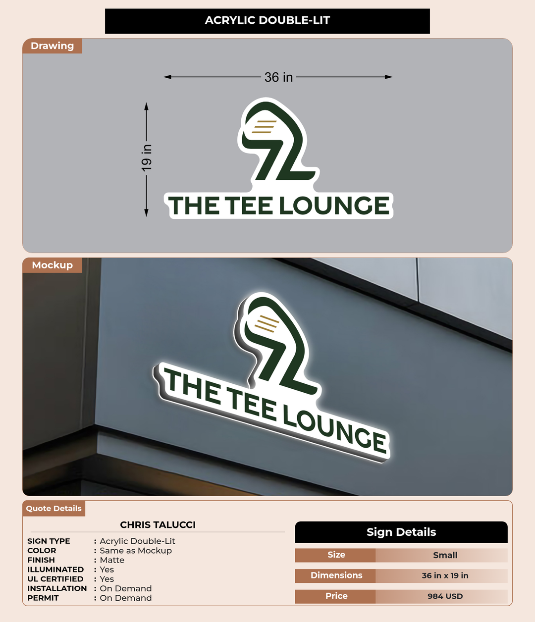 CUSTOM MOCKUP SIGN FOR Chris Talucci