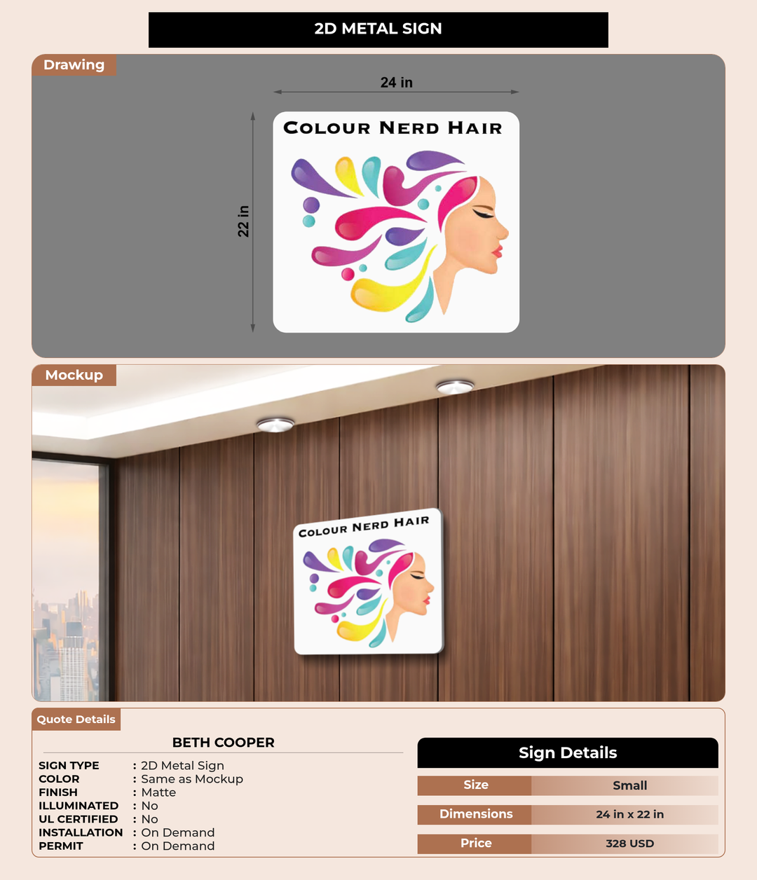 CUSTOM MOCKUP SIGN FOR Beth Cooper