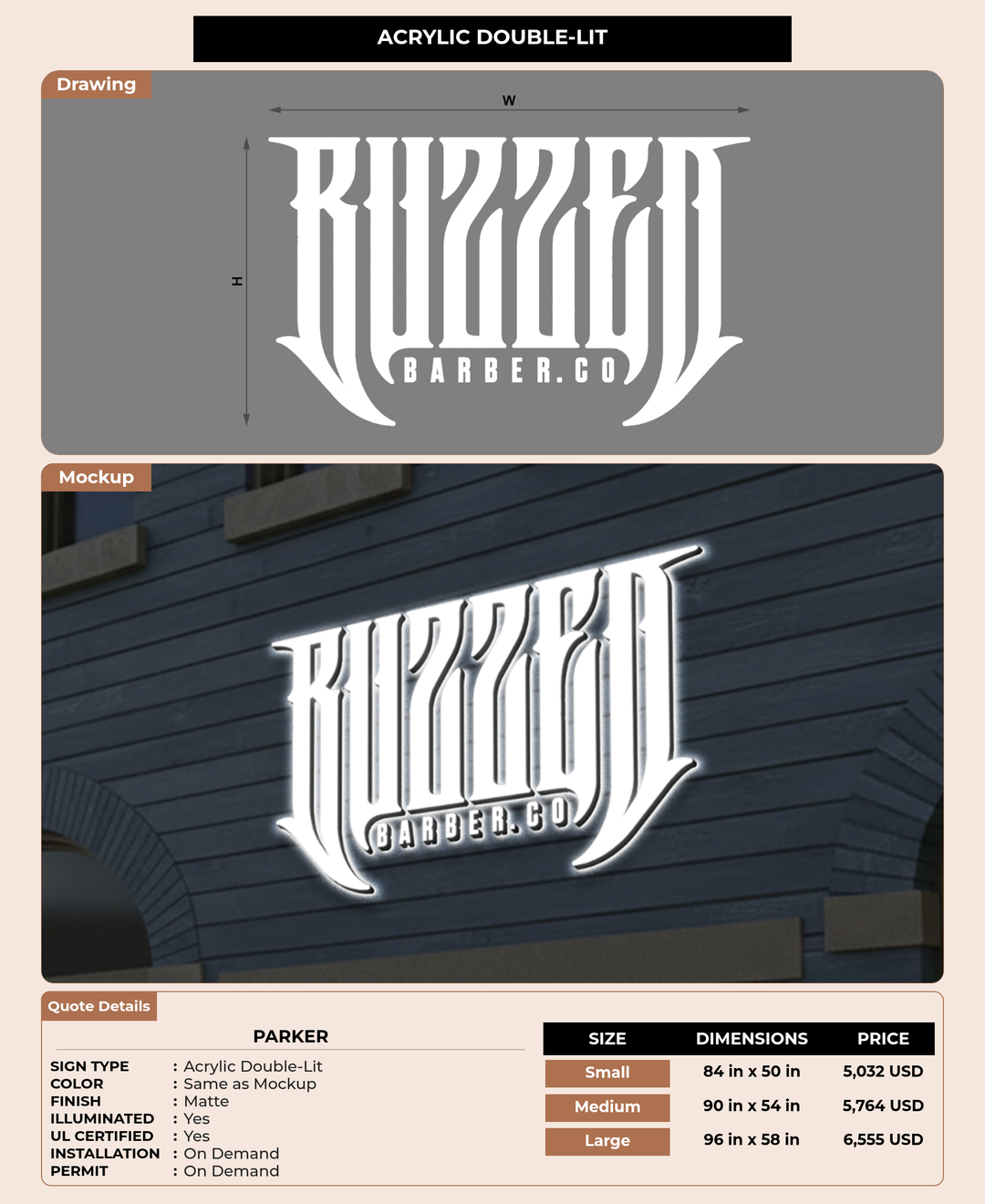 CUSTOM MOCKUP SIGN FOR Parker