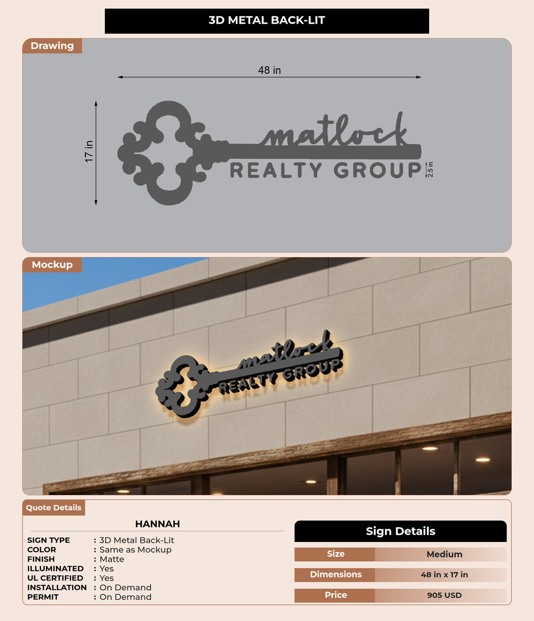 CUSTOM MOCKUP SIGN FOR Hannah
