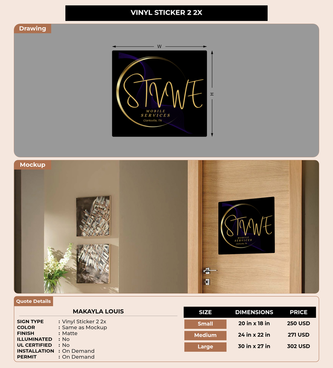 CUSTOM MOCKUP SIGN FOR Makayla Louis
