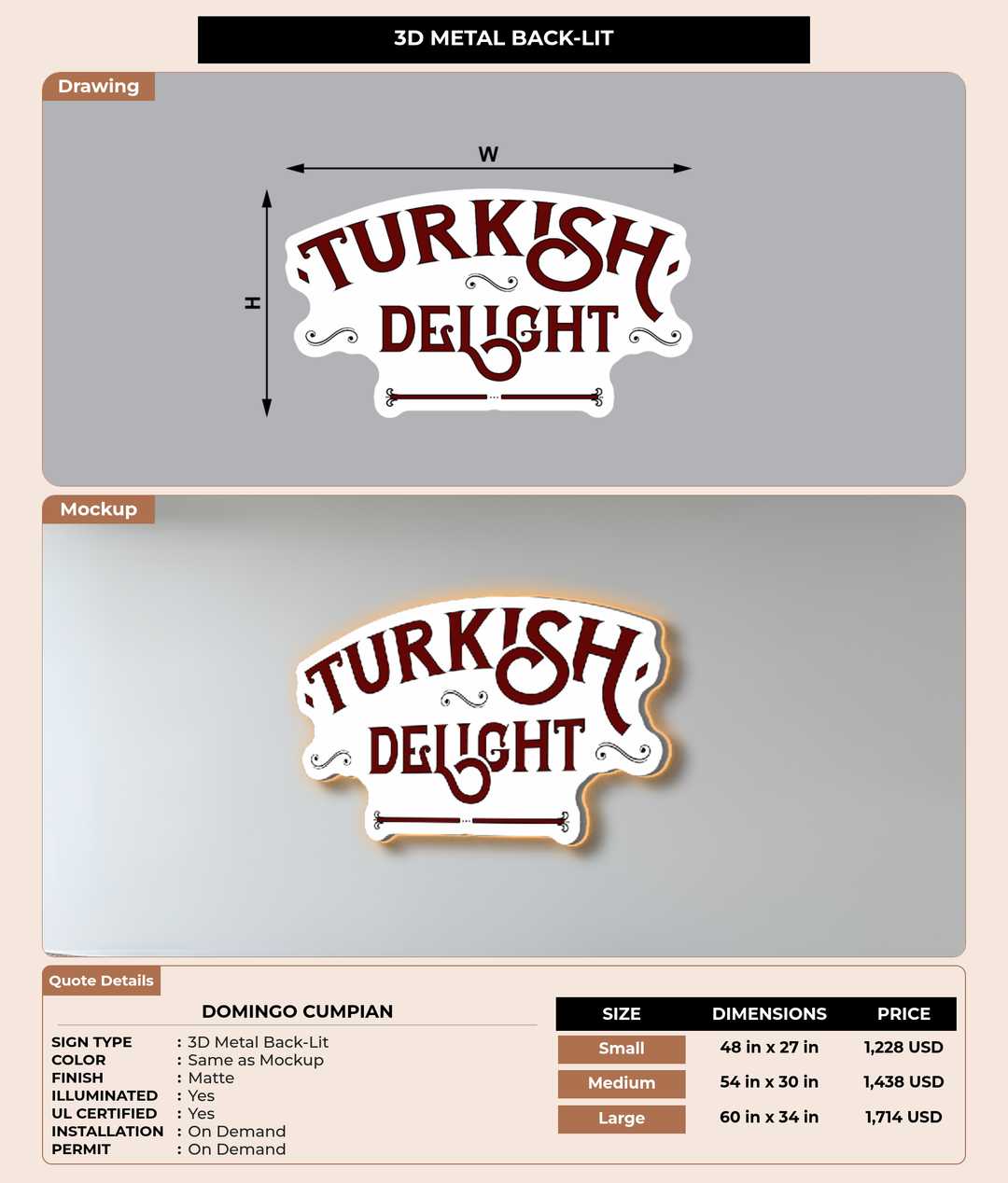 CUSTOM MOCKUP SIGN FOR Domingo Cumpian