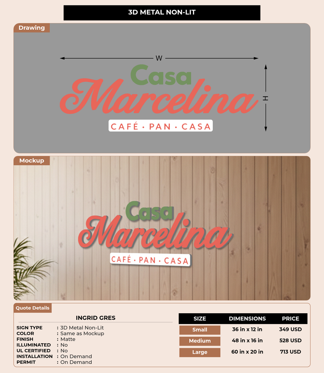 CUSTOM MOCKUP SIGN FOR Ingrid Gres