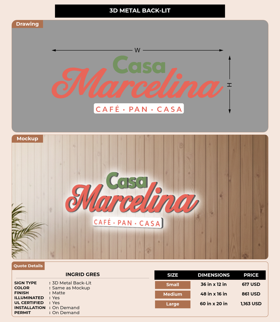 CUSTOM MOCKUP SIGN FOR Ingrid Gres