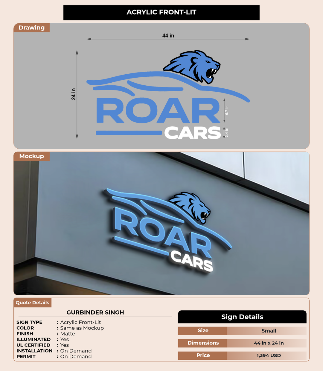 CUSTOM MOCKUP SIGN FOR Gurbinder Singh