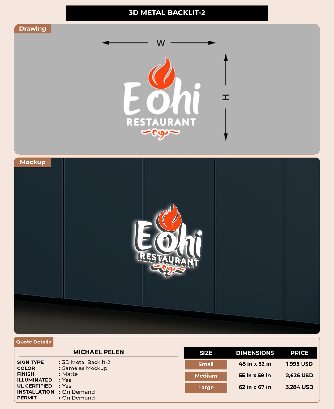 CUSTOM MOCKUP SIGN FOR Michael Pelen
