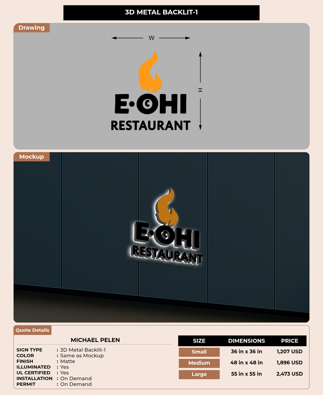 CUSTOM MOCKUP SIGN FOR Michael Pelen