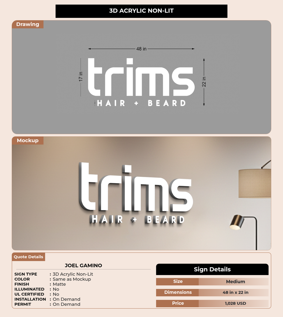 CUSTOM MOCKUP SIGN FOR Joel Gamino