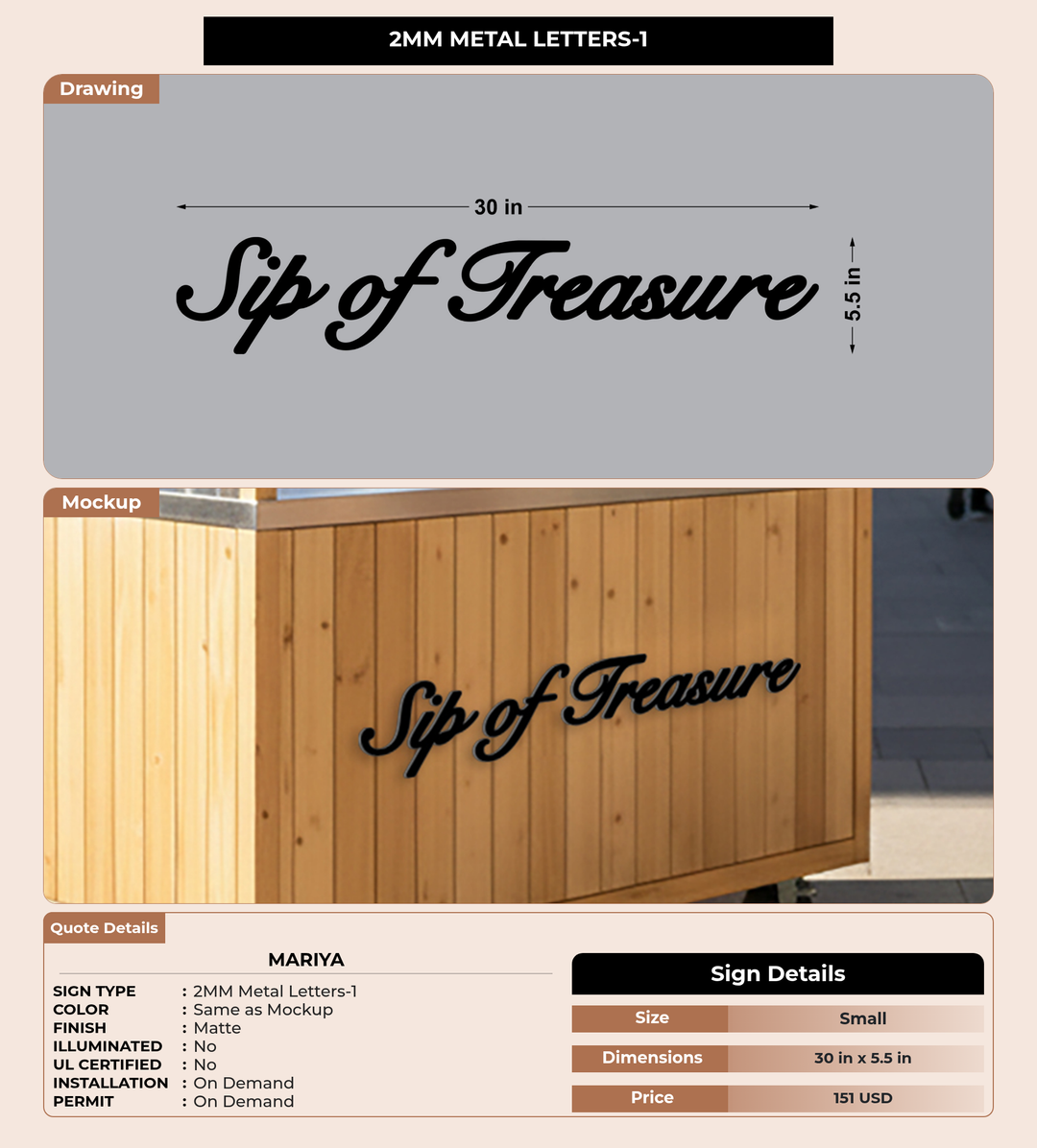 CUSTOM MOCKUP SIGN FOR Mariya