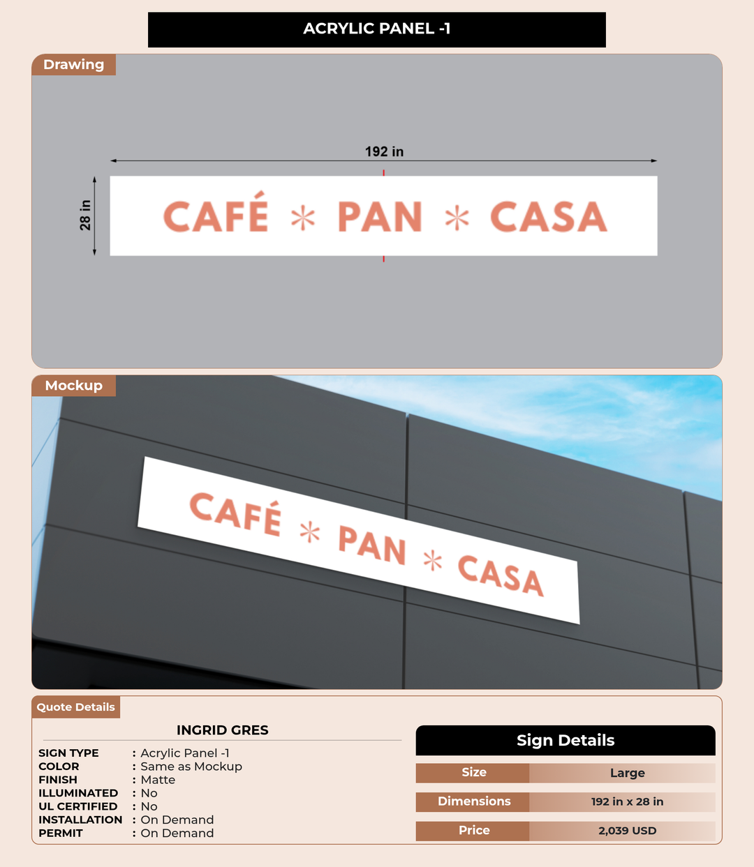 CUSTOM MOCKUP SIGN FOR Ingrid Gres