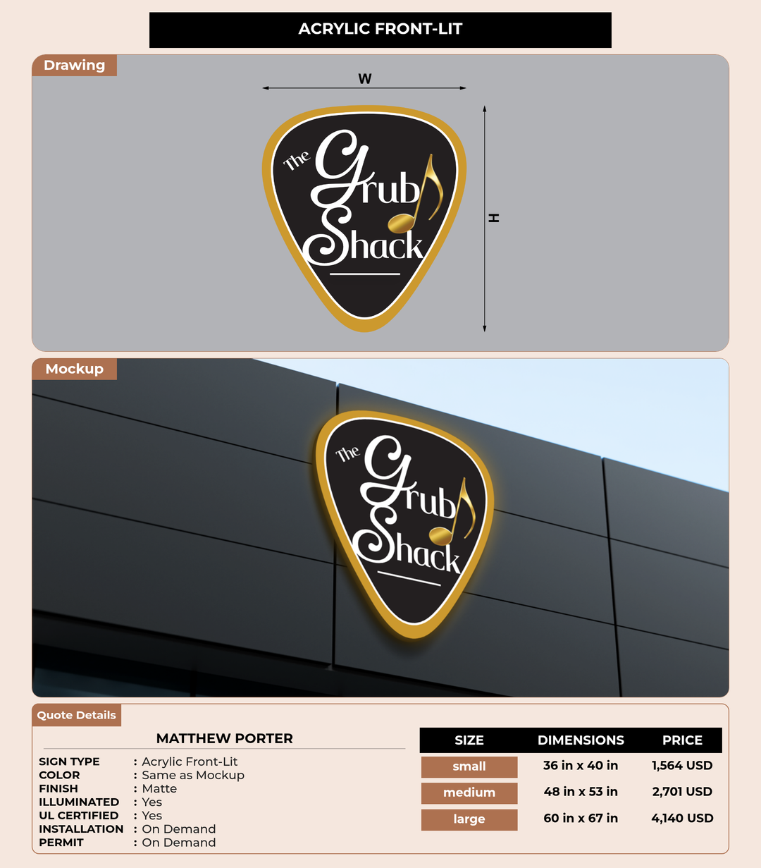 CUSTOM MOCKUP SIGN FOR Matthew Porter