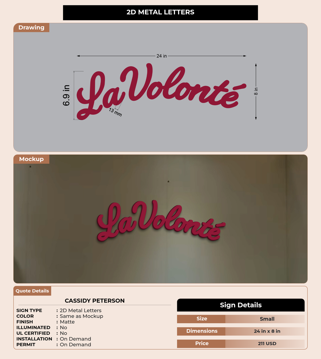 CUSTOM MOCKUP SIGN FOR Cassidy Peterson