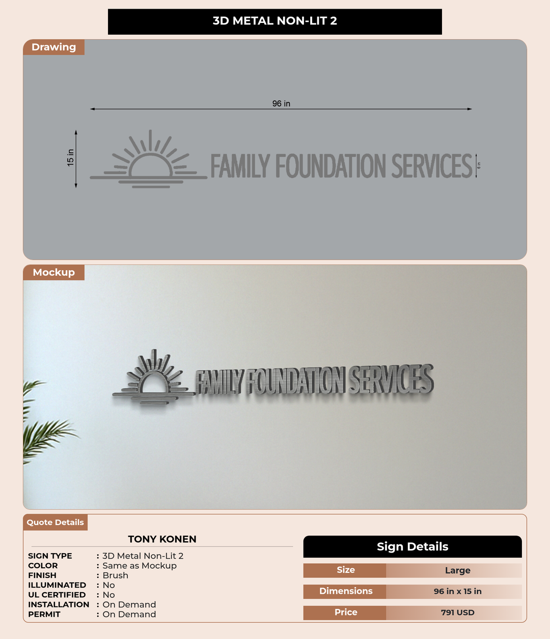 CUSTOM MOCKUP SIGN FOR Tony Konen