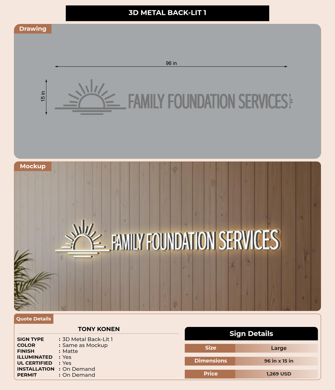CUSTOM MOCKUP SIGN FOR Tony Konen
