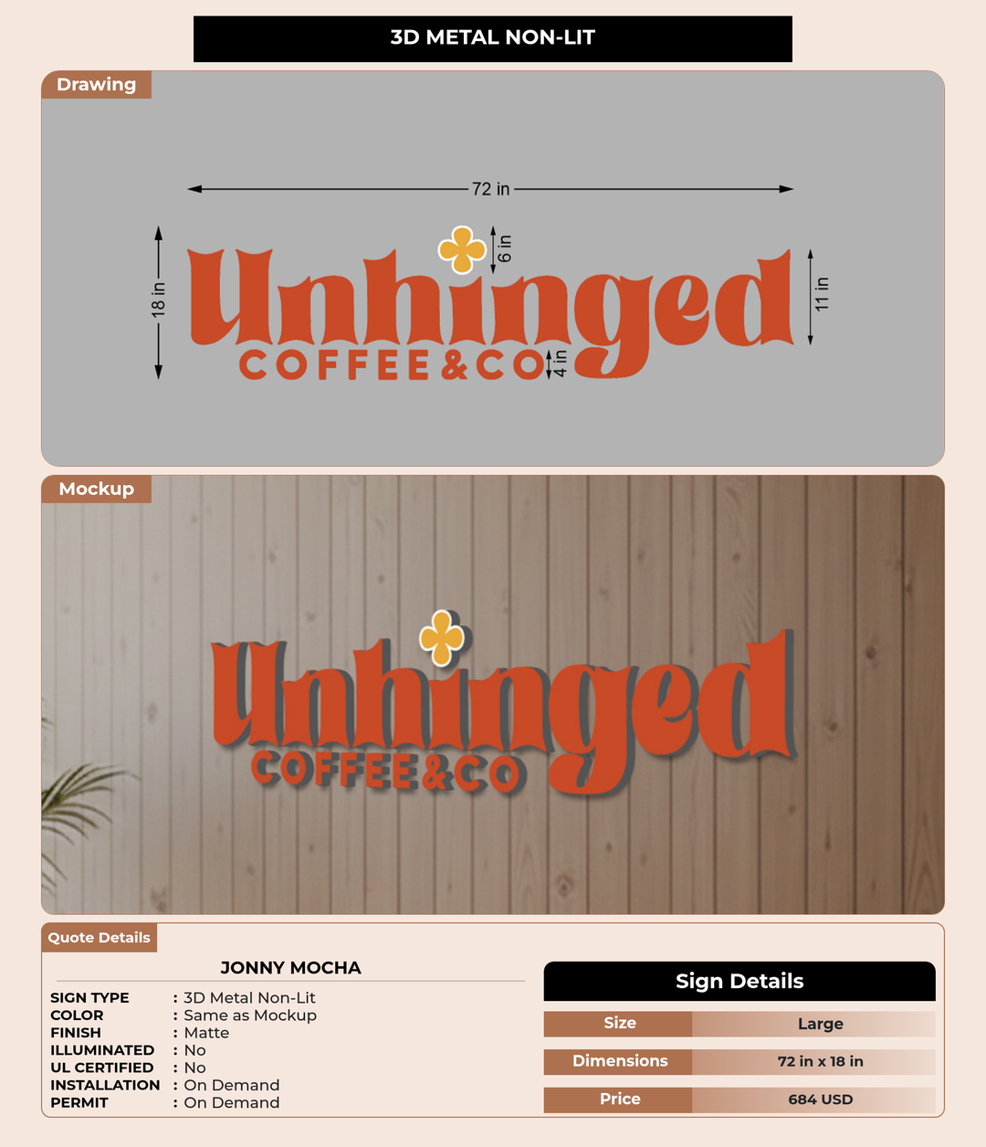 CUSTOM MOCKUP SIGN FOR Jonny Mocha