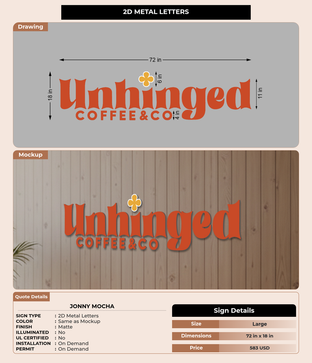 CUSTOM MOCKUP SIGN FOR Jonny Mocha
