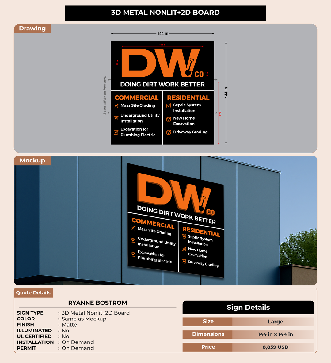 CUSTOM MOCKUP SIGN FOR Ryanne Bostrom