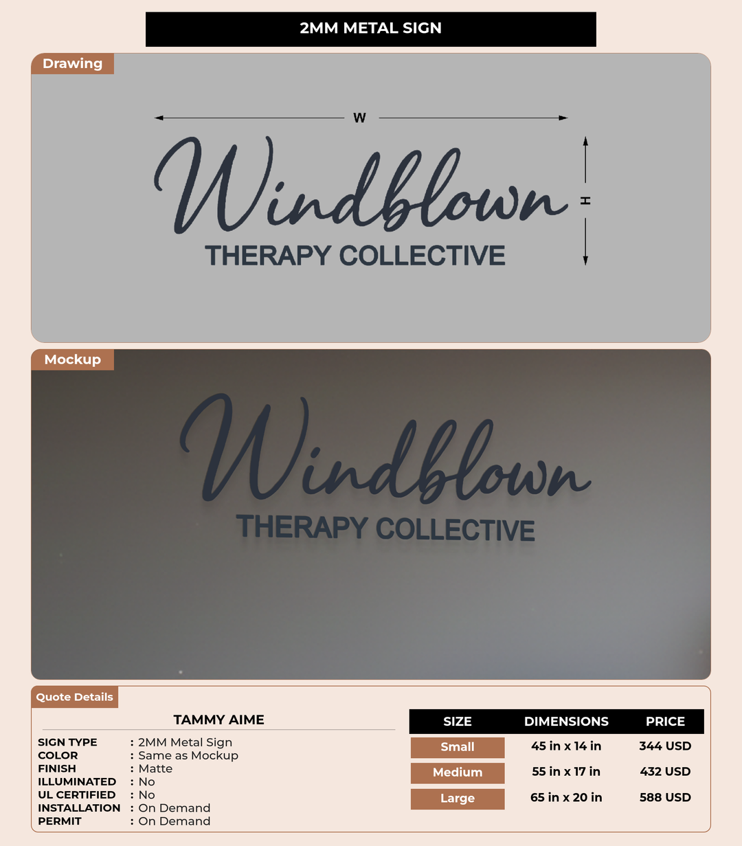 CUSTOM MOCKUP SIGN FOR Tammy Aime