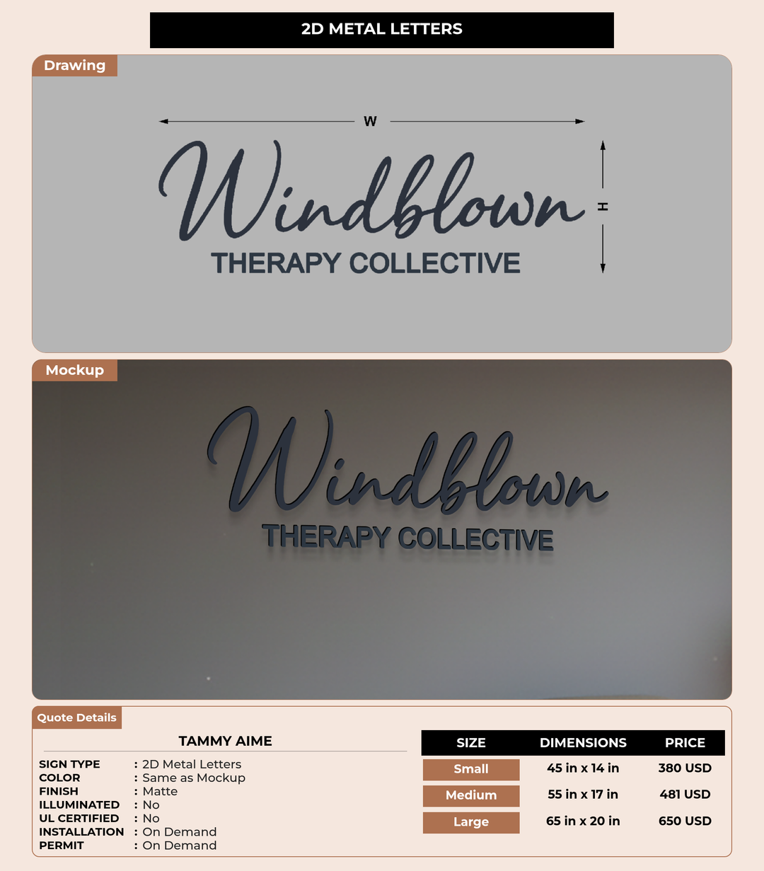 CUSTOM MOCKUP SIGN FOR Tammy Aime