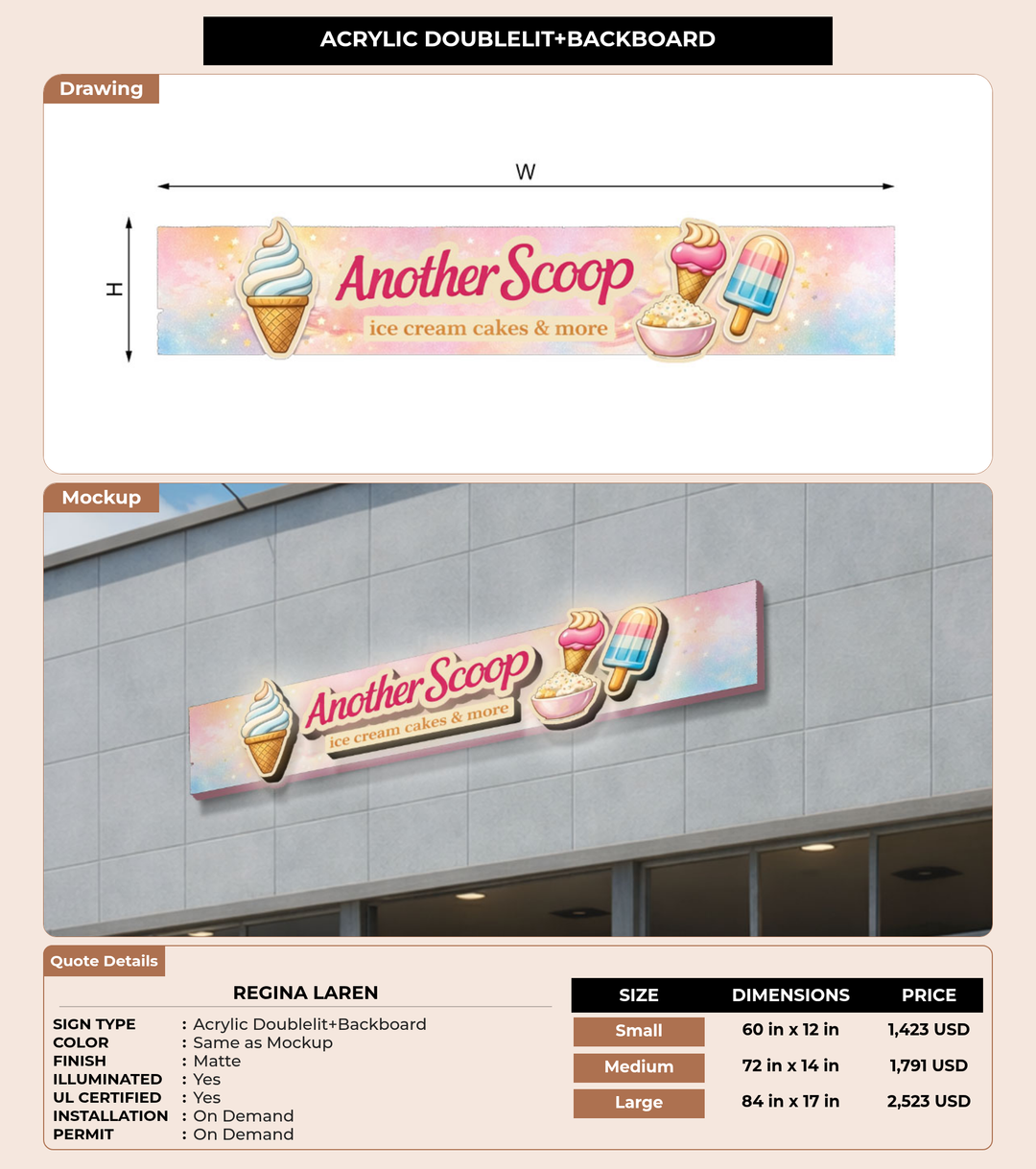 CUSTOM MOCKUP SIGN FOR Regina Laren