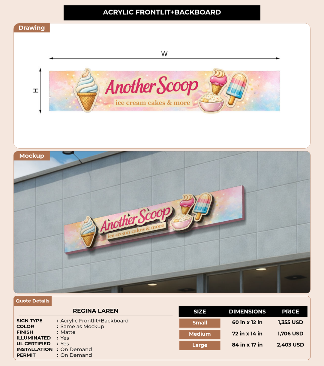 CUSTOM MOCKUP SIGN FOR Regina Laren