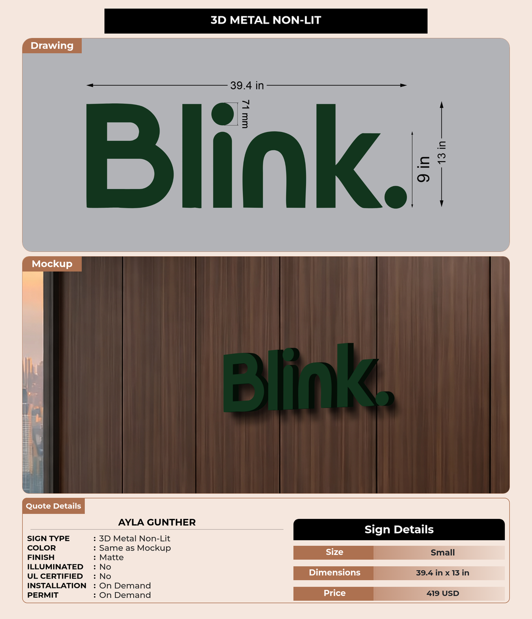 CUSTOM MOCKUP SIGN FOR Ayla Gunther