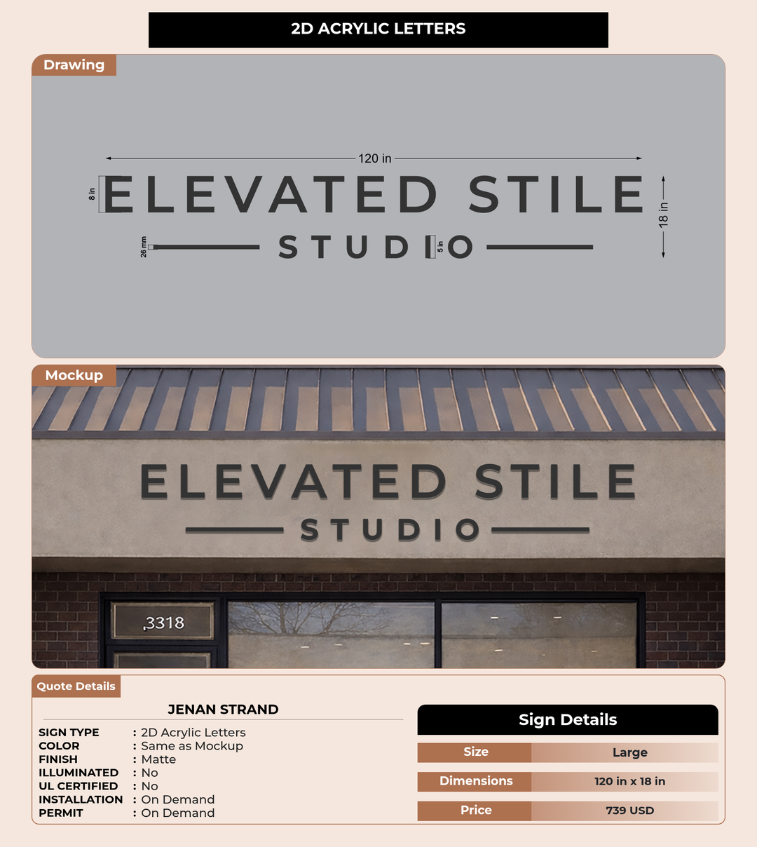 CUSTOM MOCKUP SIGN FOR Jenan Strand