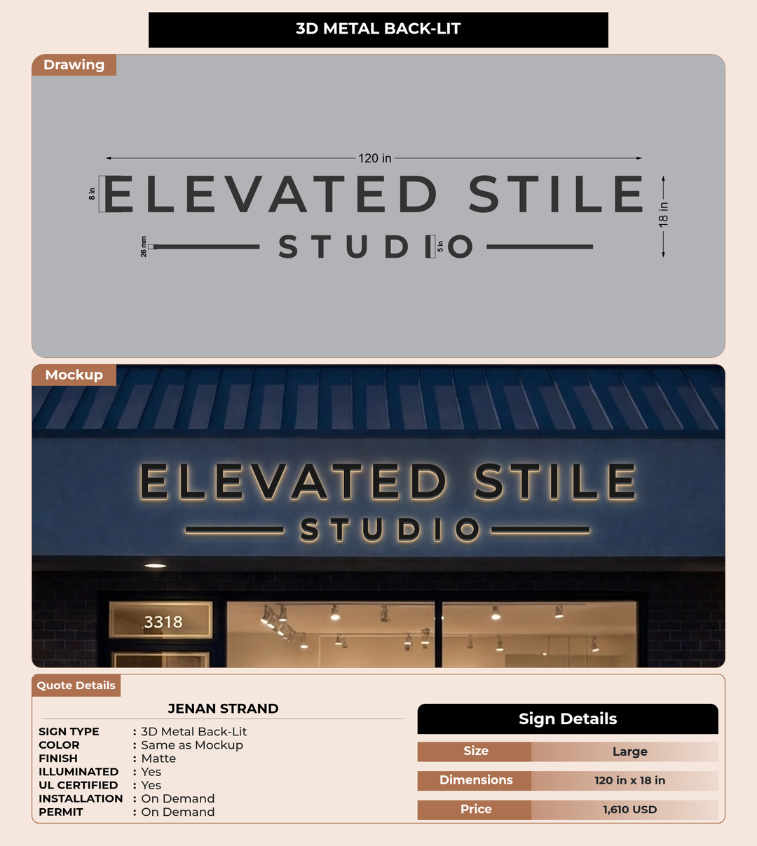 CUSTOM MOCKUP SIGN FOR Jenan Strand
