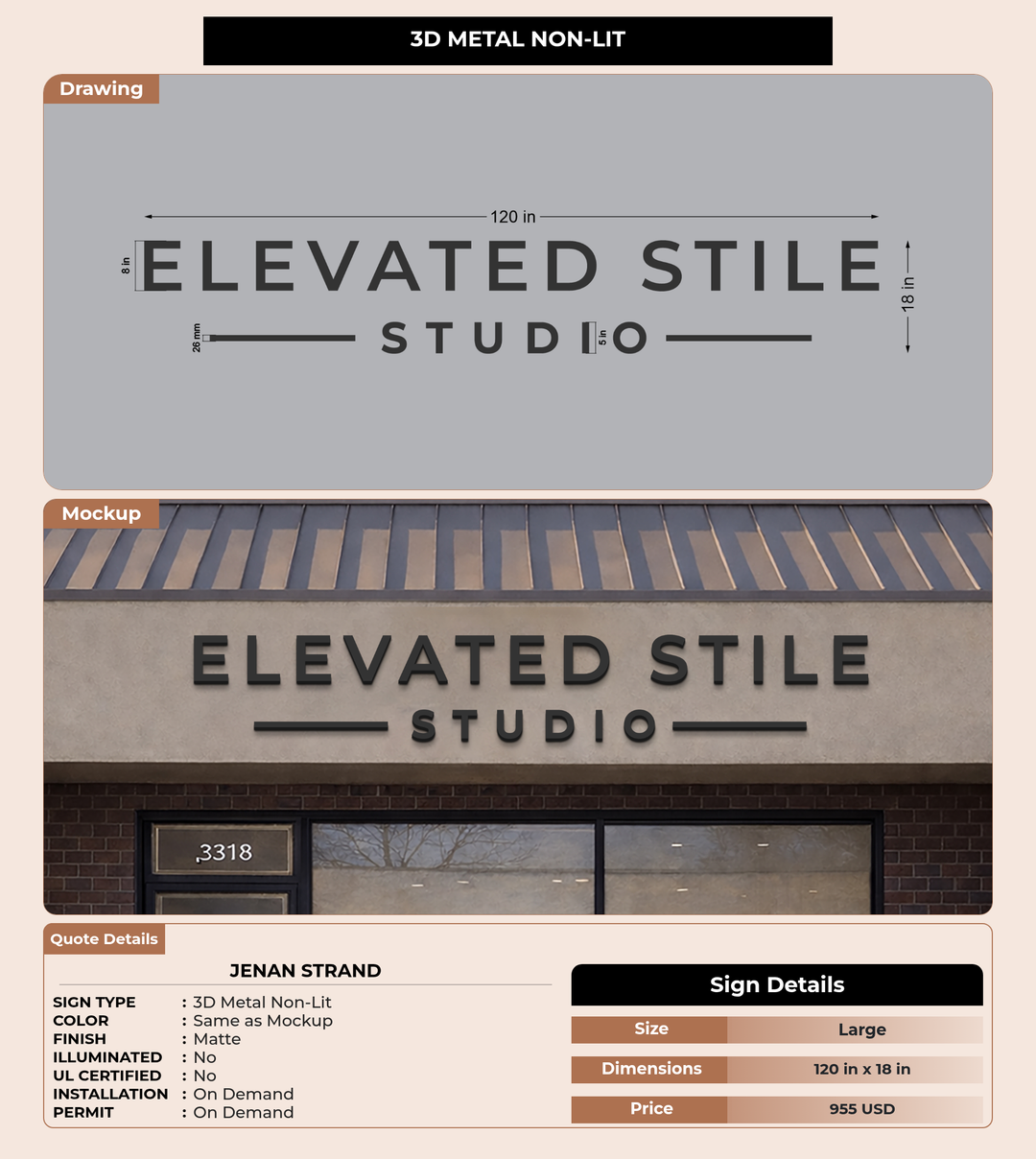 CUSTOM MOCKUP SIGN FOR Jenan Strand