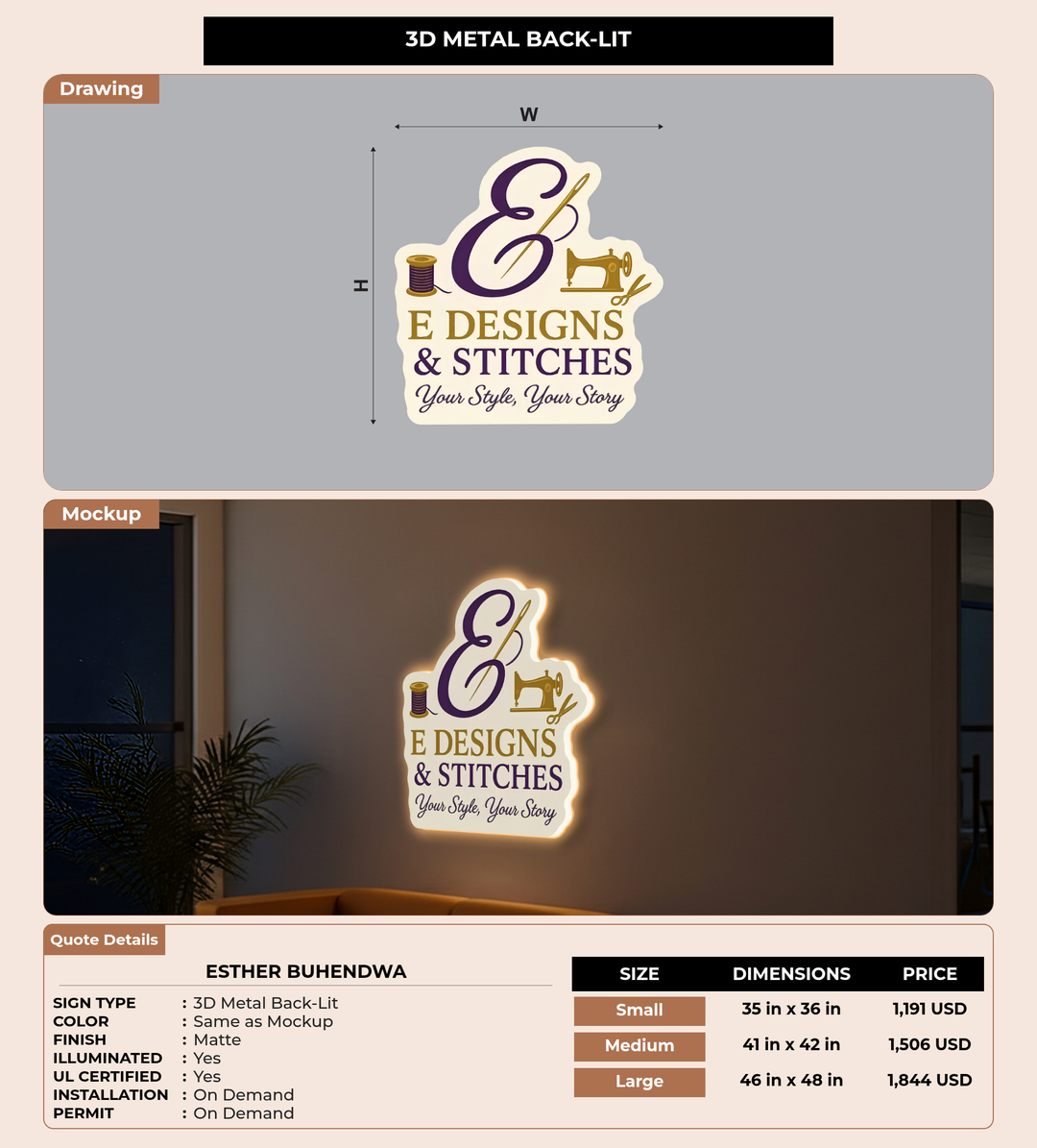 CUSTOM MOCKUP SIGN FOR Esther Buhendwa