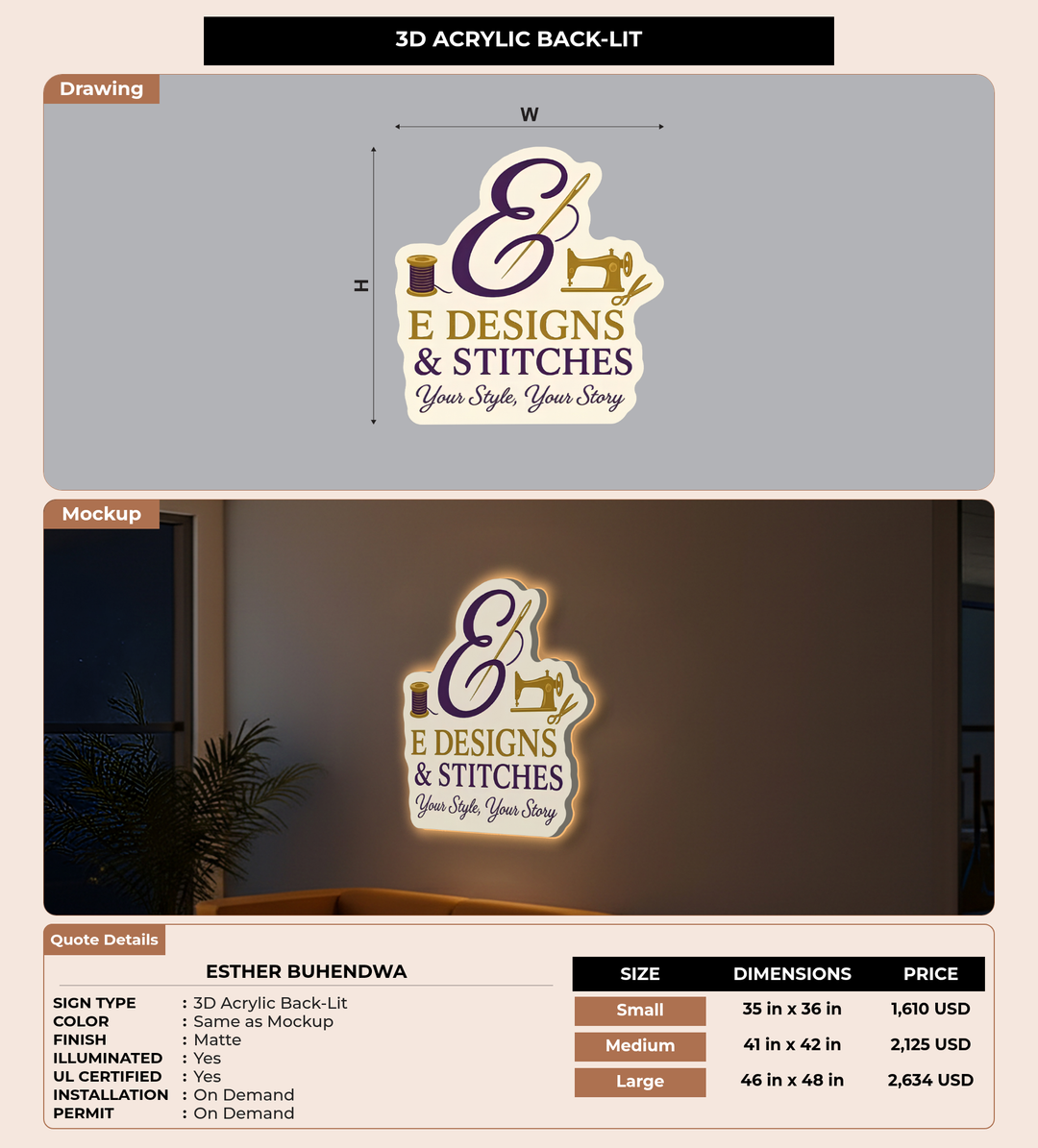 CUSTOM MOCKUP SIGN FOR Esther Buhendwa