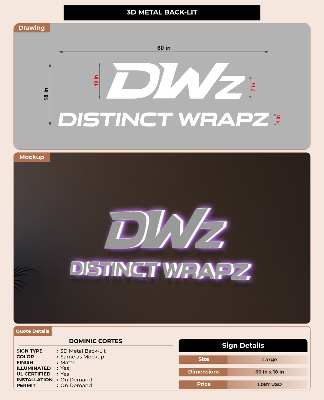 CUSTOM MOCKUP SIGN FOR Dominic Cortes