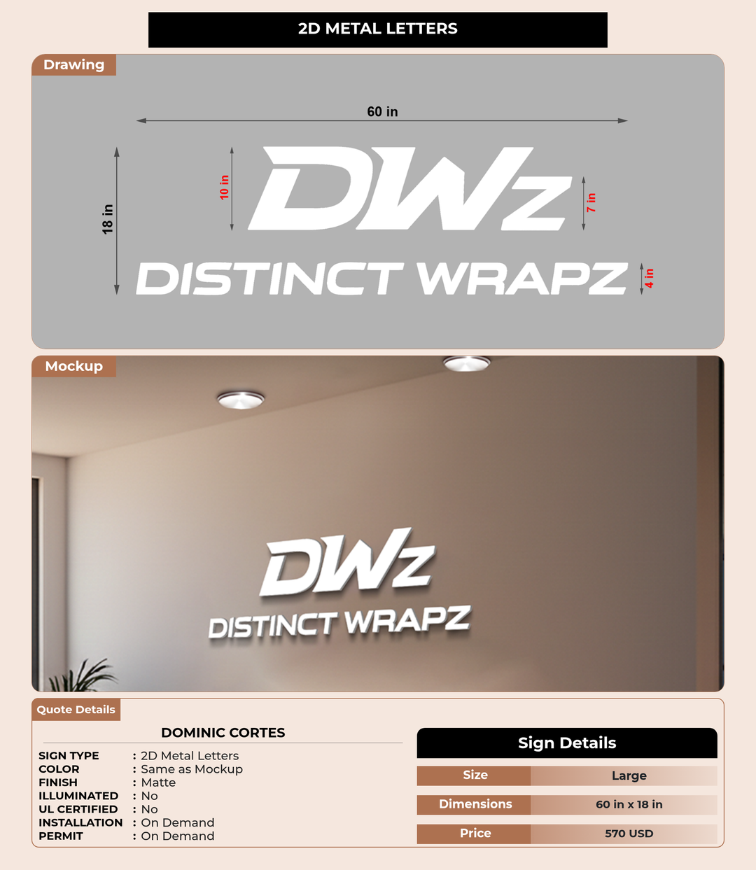 CUSTOM MOCKUP SIGN FOR Dominic Cortes
