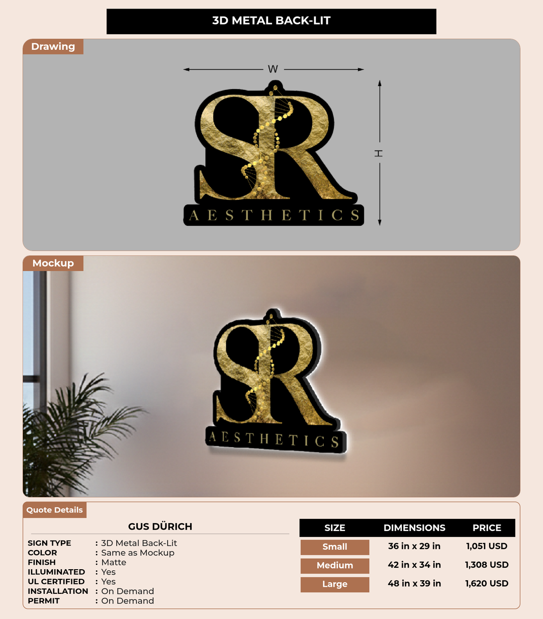 CUSTOM MOCKUP SIGN FOR Gus Dürich