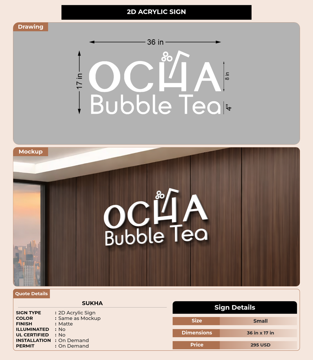 CUSTOM MOCKUP SIGN FOR Sukha