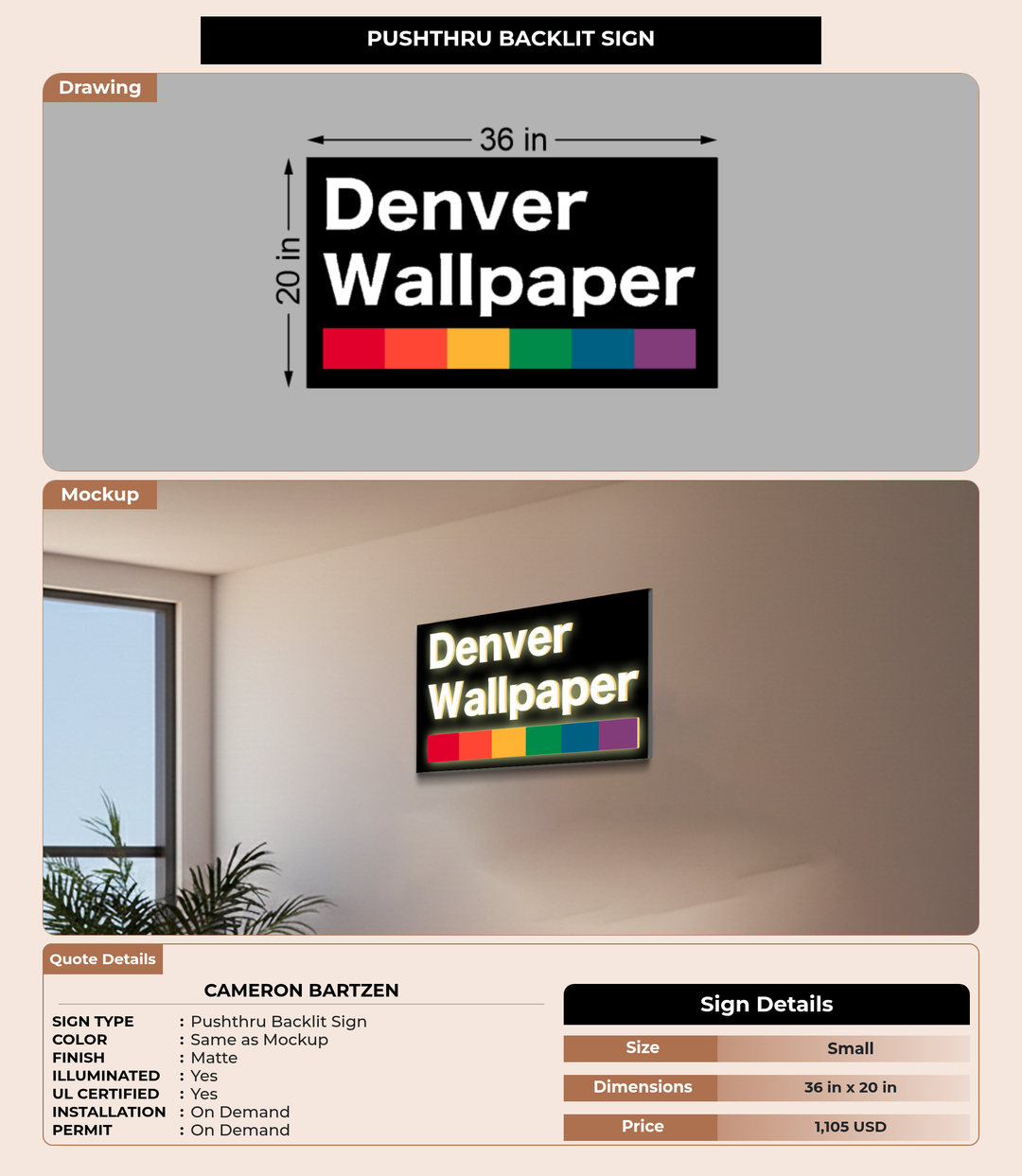 CUSTOM MOCKUP SIGN FOR Cameron Bartzen