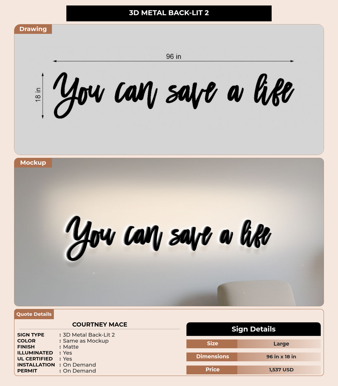 CUSTOM MOCKUP SIGN FOR Courtney Mace