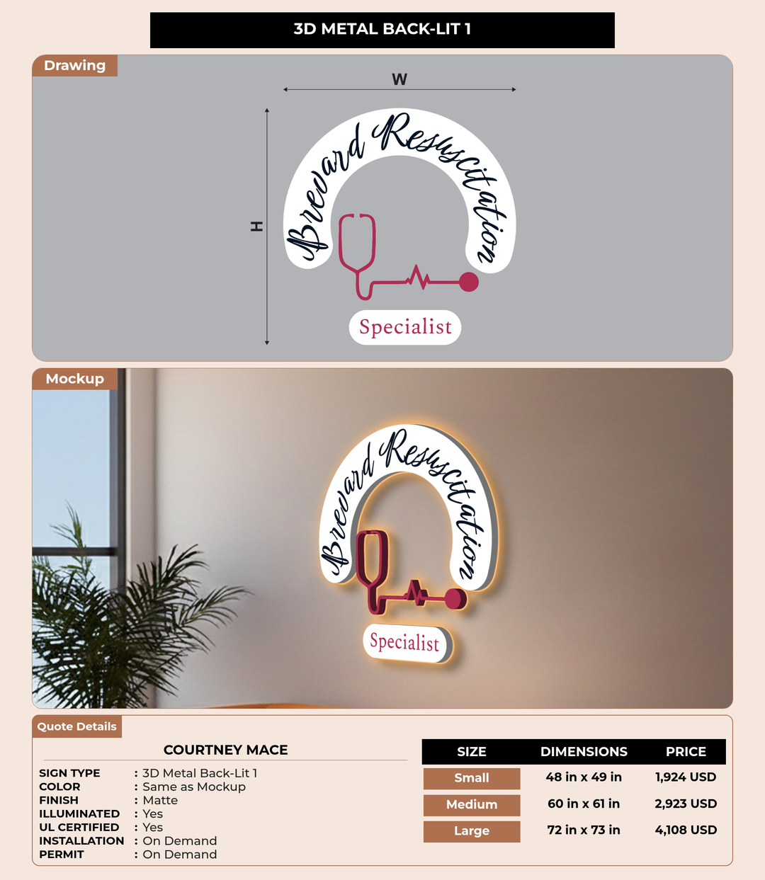 CUSTOM MOCKUP SIGN FOR Courtney Mace